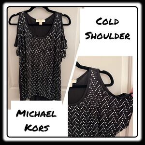 Michael Kors black studded cold shoulder blouse jersey fabric (M but runs large)